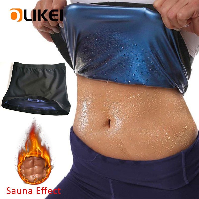 OLIKEI Sweating Sauna Suit Slimming Belt for Men Women Waist Trimmer Body Shaper Sweating Girdle Weight Loss Abdominal Trainer