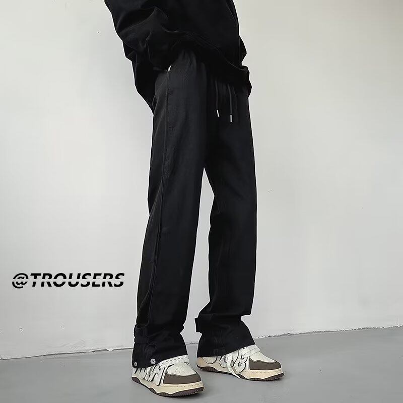 Hanlu casual pants sweatpants Men's Work Pants Snap buttons on leg loose fit men's trousers