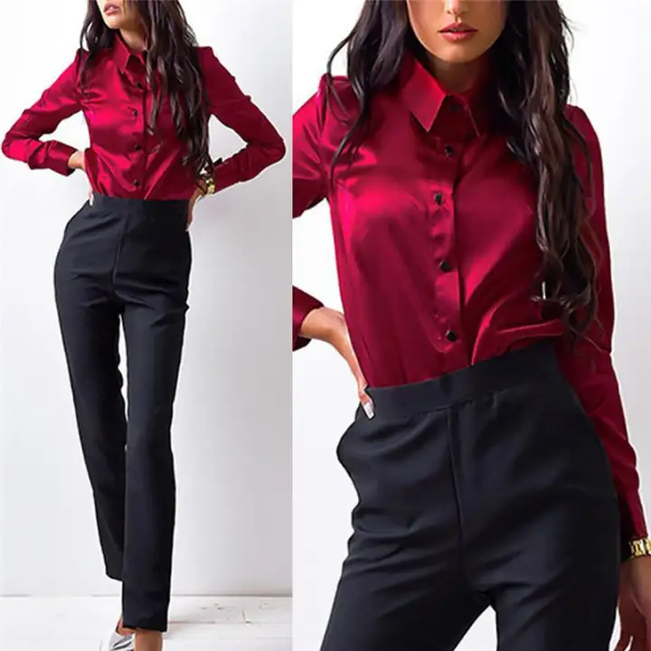 satin blouse office