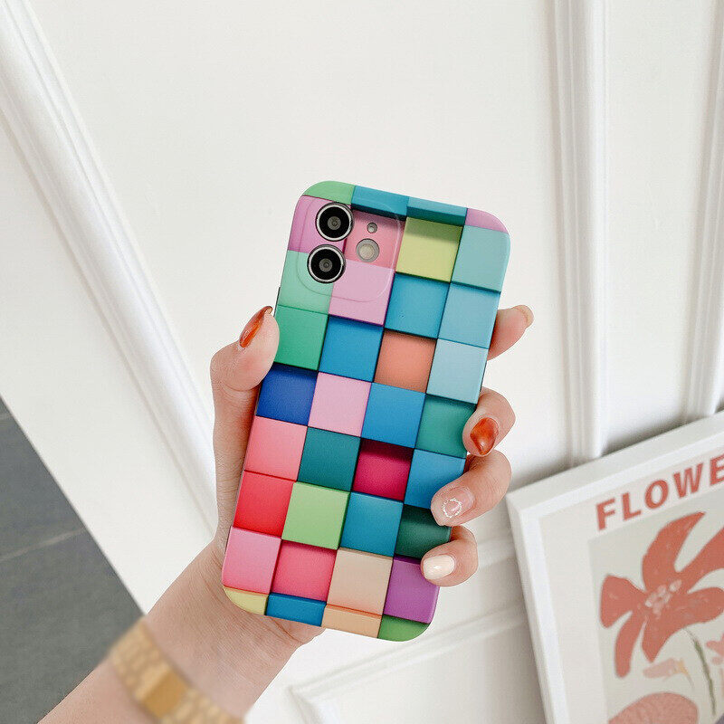 CrashStar 3D Color Block Soft Silicone Protective Phone Case For iPhone 15 14 Pro Max Plus 13 12 11 Pro Max Mini X XR XS 7 8 Plus +SE 2020 IMD Soft Case Cover Hot Sale