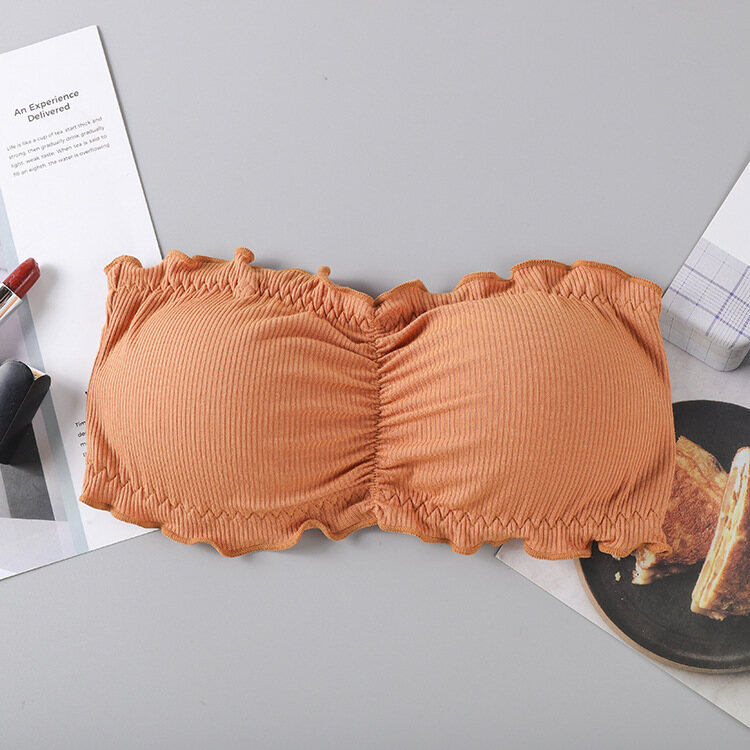 OK Bra Korean Style Women's Strapless Invisible Gathering Underwear Without Steel Ring Push Up Bra