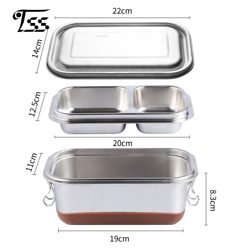 Sunnyshop bento food container box stainless steel lunch container kid lunch Stainless Steel All-steel Double-layer Sealed Lunch Box For Students Food Container