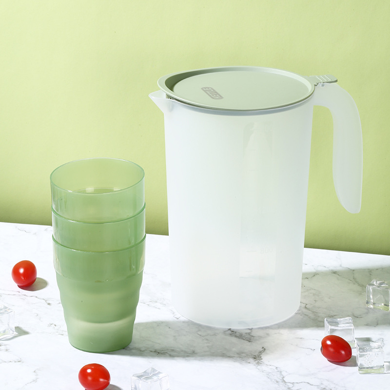 plastic thickened large-capacity cold kettle cup set household flip-top cold kettle juice milk teapot with scale