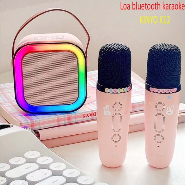 [ TẶNG KÈM 2 MIC ] Loa Bluetooth Không Dây , Loa Hát Karaoke Mini K12 Sạc Pin Không Dây , Âm Thanh Hay Bass Chuẩn Tặng Kèm 2 Mic Hát, Có Thể Thay Đổi Giọng, Dễ Sử Dụng Bảo Hành 1 Đổi 1