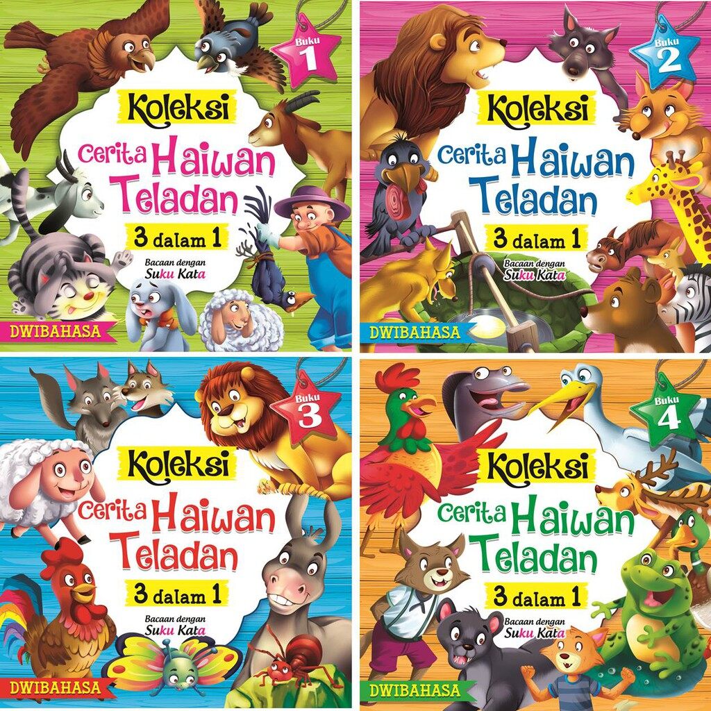 Buku 1 4 Koleksi Haiwan Teladan 3 Dalam 1 Buku Cerita Dwibahasa Bahasa Malaysia And English Lazada