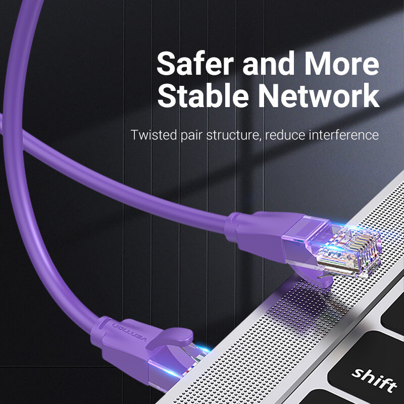 Vention Cat6 Ethernet Cable Gigabit RJ45 Network Wire Lan Cable Plug Connector Unshielded network cable 1m 2m multiple colour for Laptop Router Switch TV Internet Cable Cord Wire