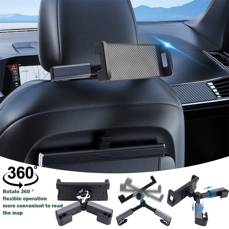 Universal Car Back Seat Phone Holder Rotatable Auto Headrest Bracket Support Compatible with iPad Pro Air 4.7-12.5inch Tablet Holders