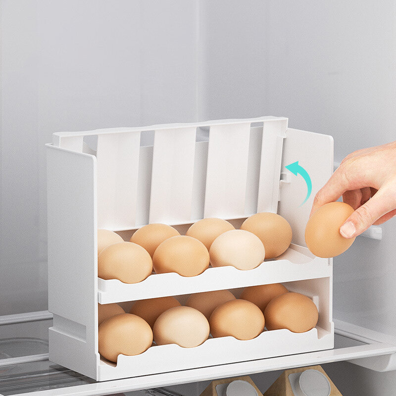 XINLANYASHE egg storage egg box egg storage refrigerator egg box 3 layer egg rack Save space, egg storage containers, 3-layer egg trays, egg shelves, refrigerators, egg holders to keep eggs fresh longer. Prevent bacteria, stackable, egg tray, egg panel, e