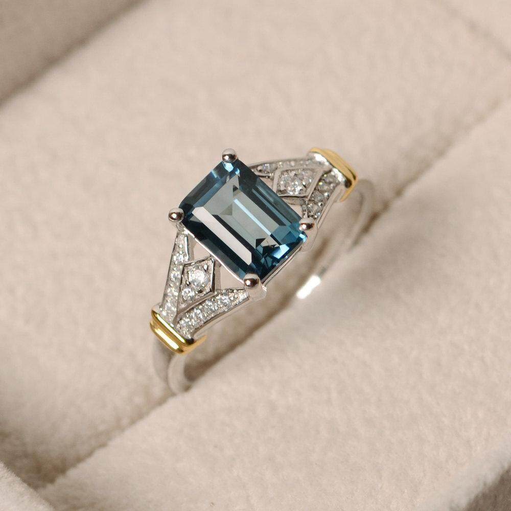 Day Gift Blue Women For Wedding Zircon Big Ring Crystal Jewelry Rings