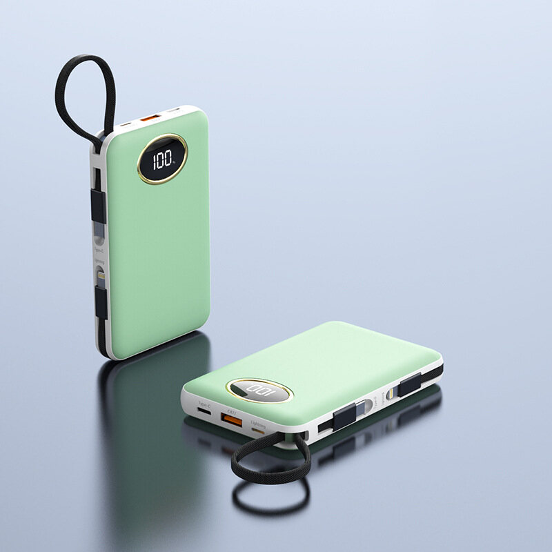 2022 new 22.5w fast charging power bank with dual fast charging line LED intelligent digital display mobile power supply suitable for Xiaomi Huawei