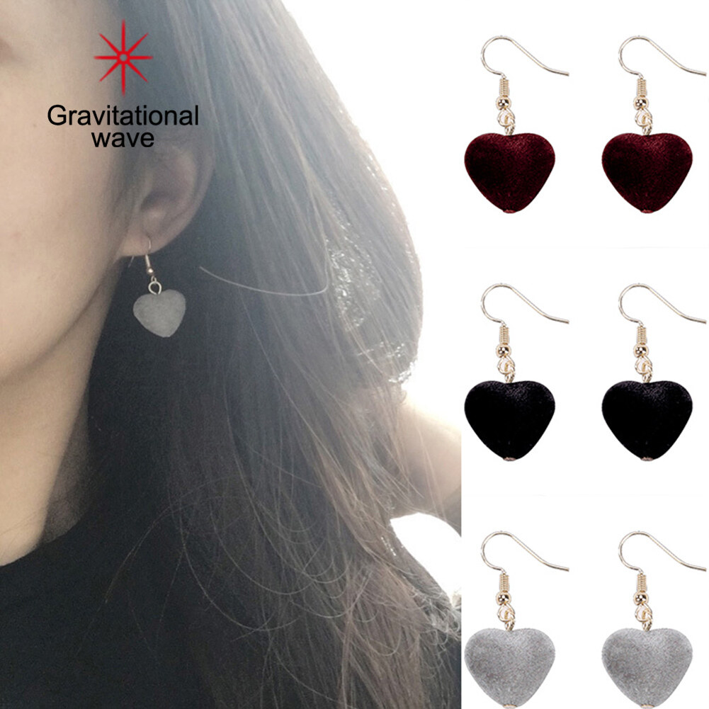 Gravitational wave Fashion Women Velvet Sweet Heart Drop Dangle Hook Earrings Eardrop Gift Jewelry