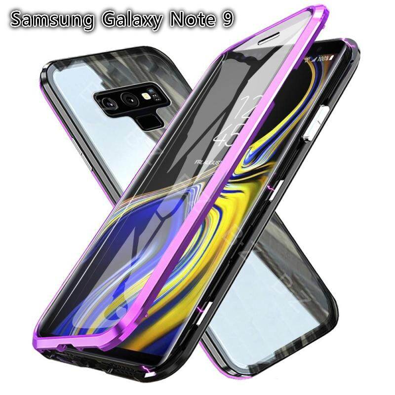 For Samsung Galaxy Note 9 Magnetic Case 360 Front+Back double-sided 9H Tempered Glass Case For Samsung Galaxy Note 9 Metal Bumper Case