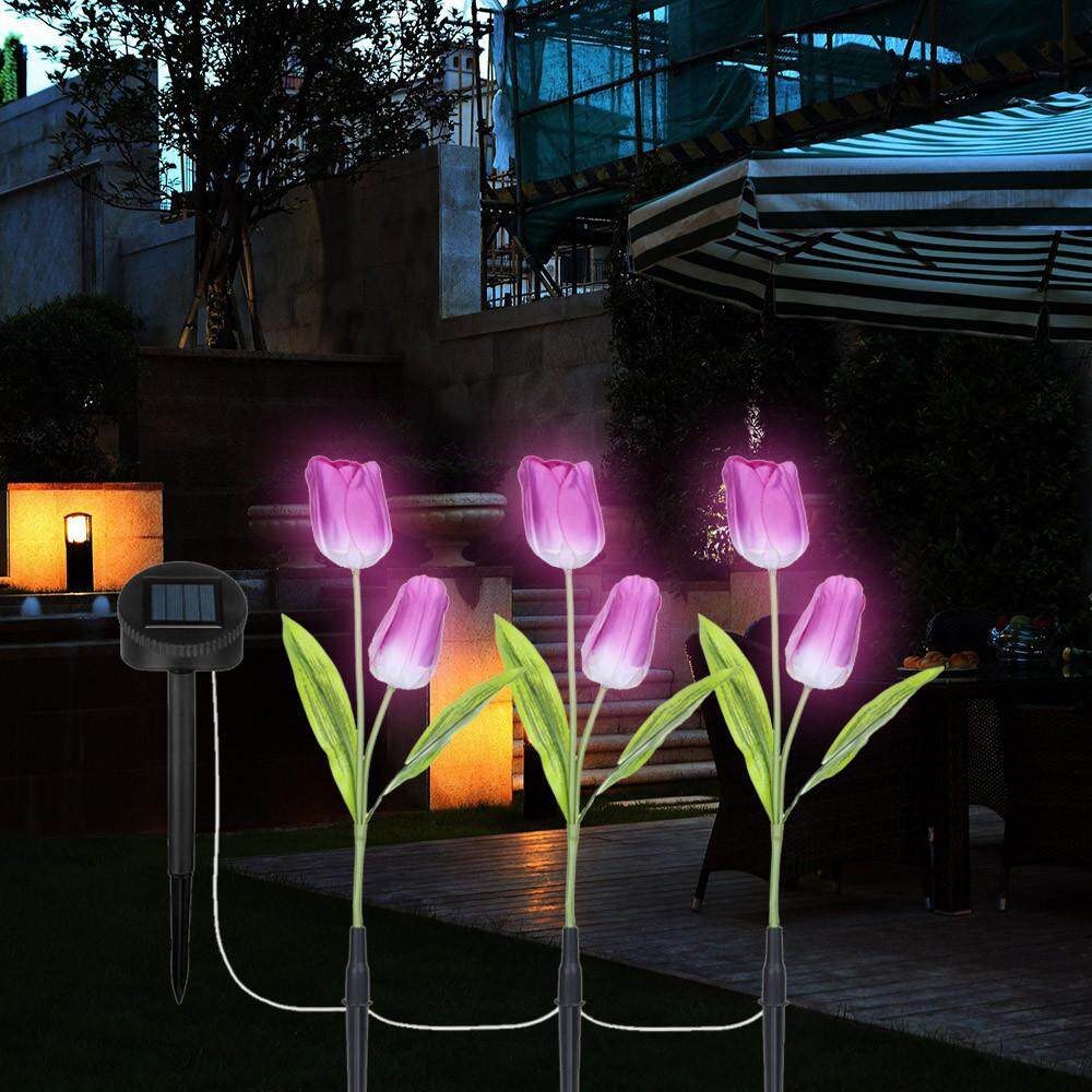 JY 1 Bộ Hoa Tulip Chạy Bằng Năng Lượng Mặt Trời Đèn LED Sân Vườn Hoa Ánh Sáng Sân Trang Trí