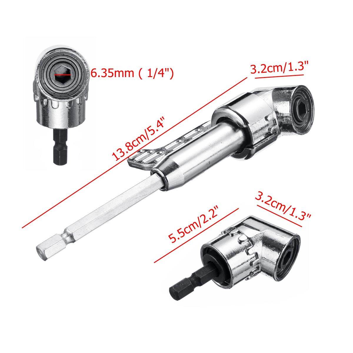 SIQIFENG 105 Degree Right Angle Extension 1/4" Hex Screwdriver Bit Power Drill Holder Attachment Flexible Shaft Bit for Electric Drill/Manual Wrench -