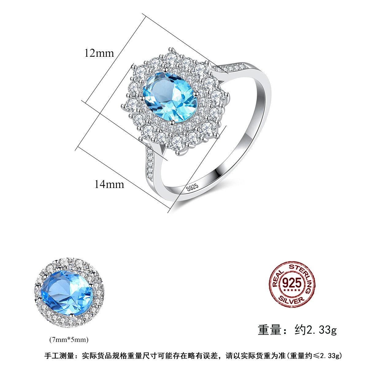 Ring Micropaved Zircon Sapphire Ring In Sterling Silver