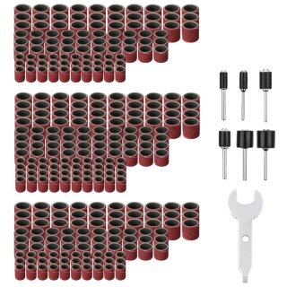 [yunhaoshankui] 307 Pieces Drum Sander Set Sanding Drum Kit 300 Pieces Sanding Band Sleeves (80 120 240 ) + 6 Pieces Drum Mandrels for Dremel Rotary Tool (2.35Mm 3.17Mm)+ 1 Combination Wrench thumbnail