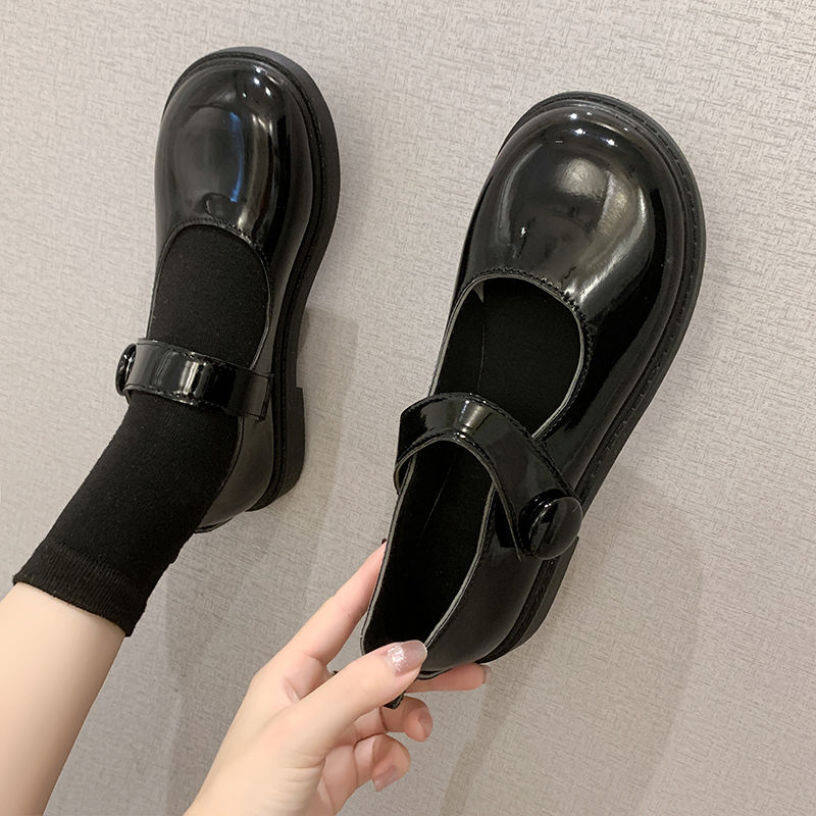 EDB144 Mori Girl Mùa Xuân Và Mùa Thu Mới 2020 Giày Da Nhỏ Nhật Bản Nữ Sinh Viên Hoang Dã Mary Jane Mũi Tròn Đen Giày Đơn Đồng Phục Jk giá rẻ