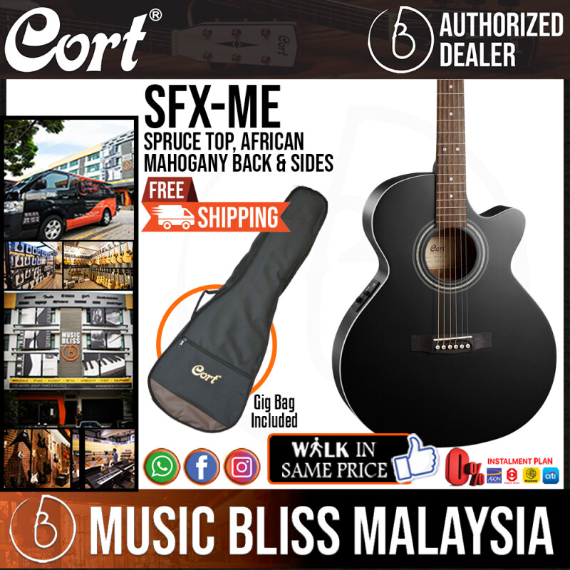 Cort SFX-ME Acoustic Guitar with Bag - Black Satin (SFX ME SFXME) Malaysia