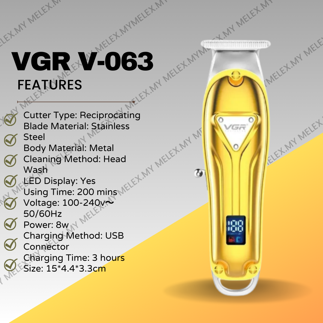 VGR V063 Professional Hair Liners Clippers VGR Cordless Outlining