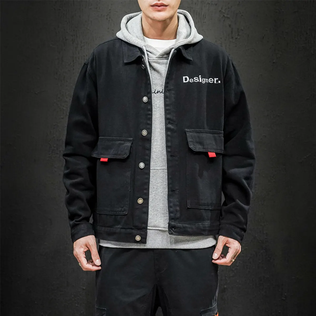 black jean jacket mens with designs