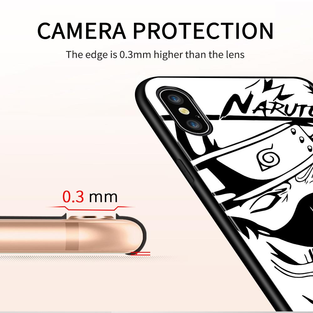 UCUC For iPhone11 iPhone11 Pro Max iPhone 5 / 5S iPhone6S iPhone7 / 8 Plus iPhone X XS XR XS MAX Case, Anime Series Sasuke Kakashi Uchiha Men's Women's Soft Edge Tempered Glass Phone Case Cover