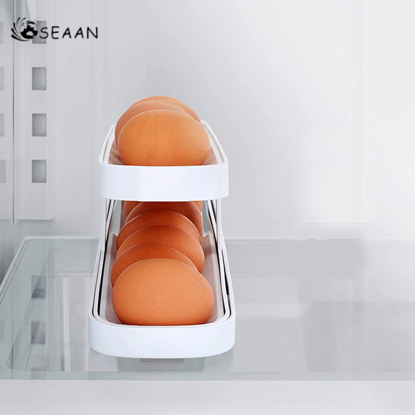 Automatic Eggs Storage Box Plastic Rolling Eggs Holder Basket Container Dispenser Organizer Closet For Fridge Kitchen Egg Tray