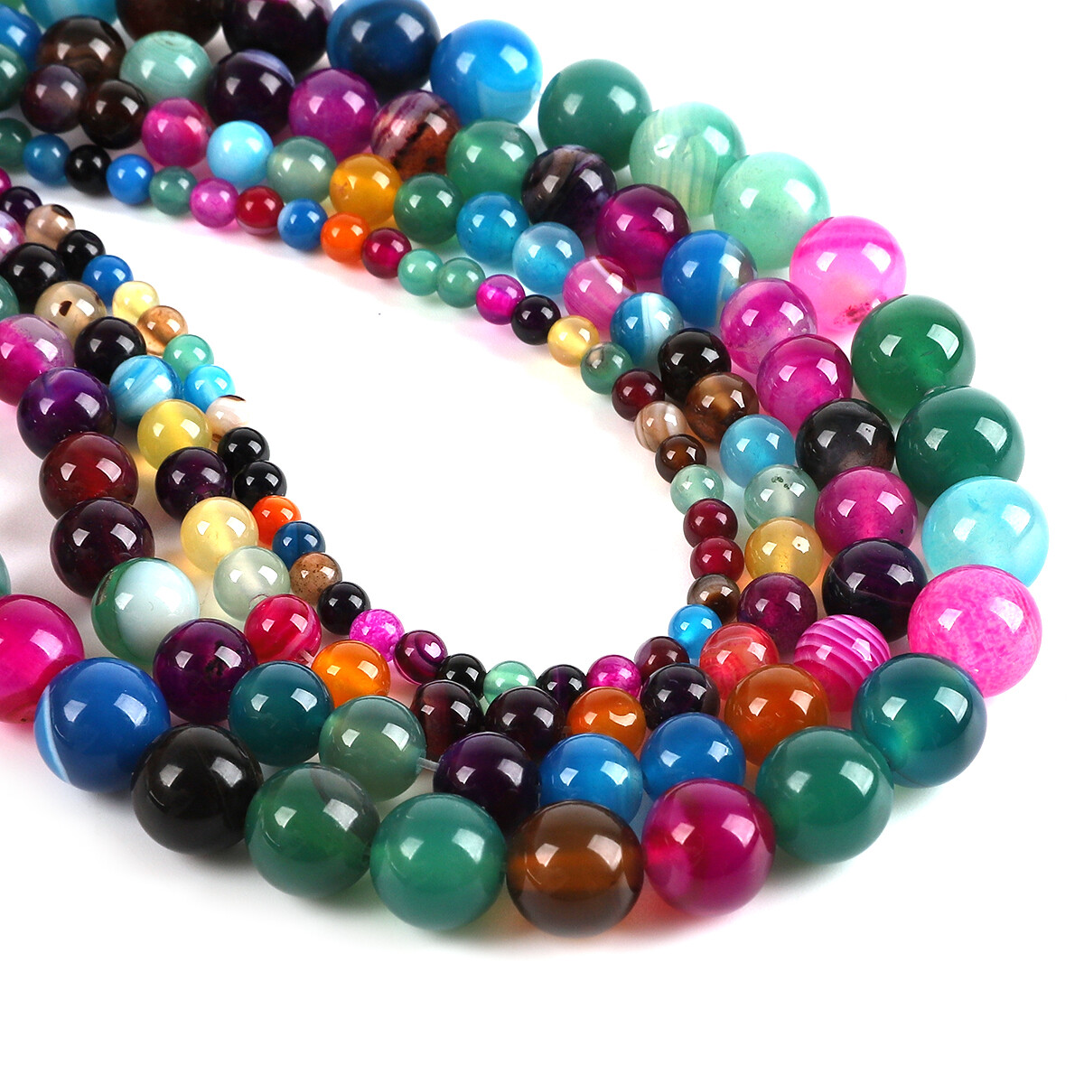 4/6/8/10mm Natural Stone Beads Colorful Agate Quartz Round Loose Spacer Beads For Jewelry Making DIY Bracelet Necklace Strand About 15''（38cm）
