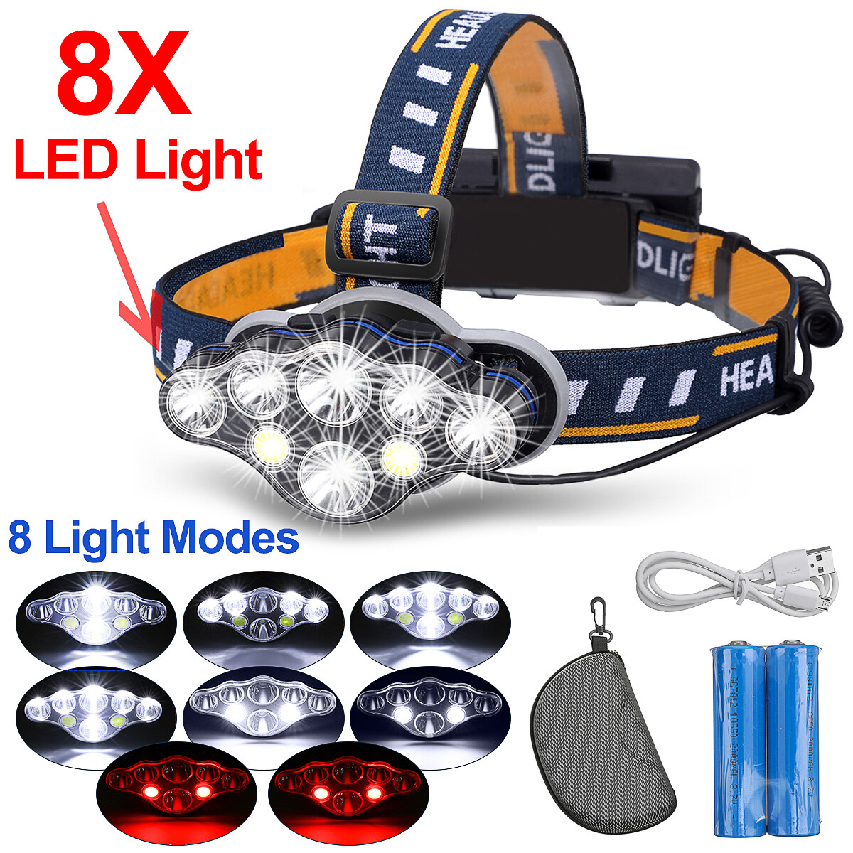 rechargeable headlamp flashlight