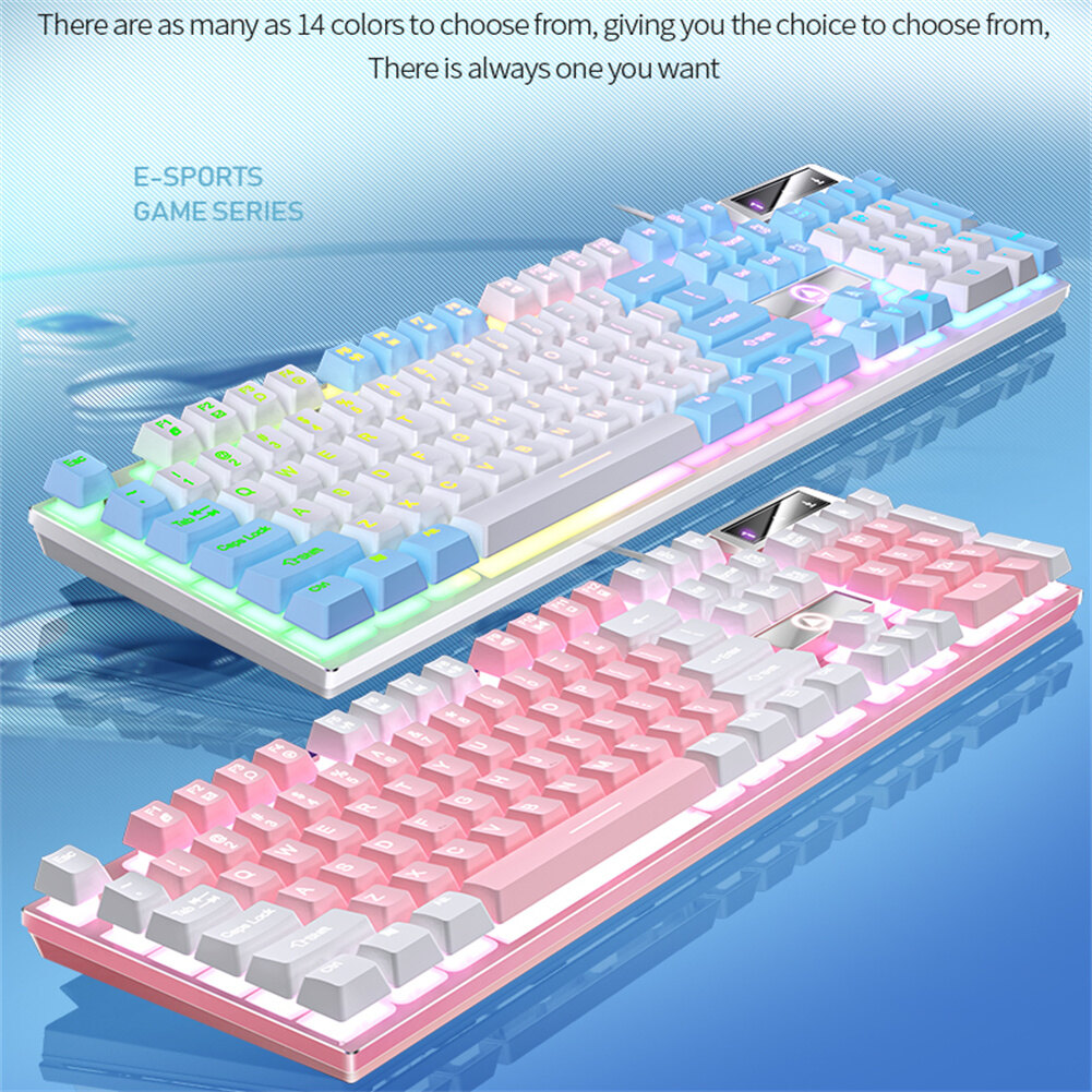 【🔥Hot Sale】K500 104 Keys Gaming Keyboard Wired Color-blocking Backlight Mechanical Feel Desktop Computer Keyboard For Desktop Laptop