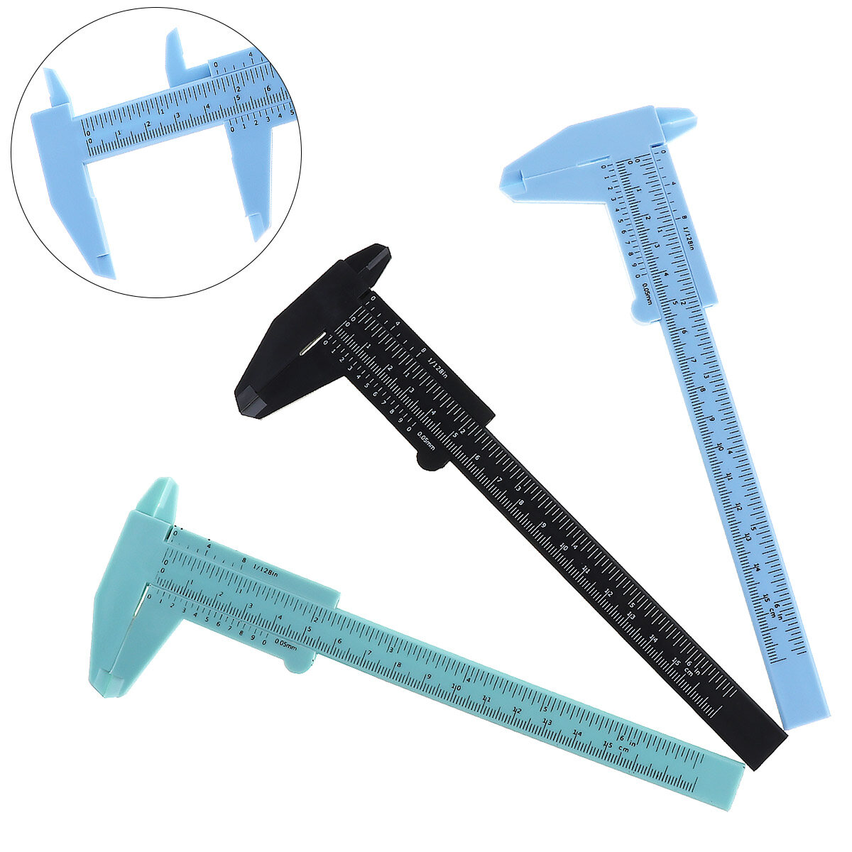0-150mm Double Scale Plastic Vernier Caliper with Mini Measurement Tool