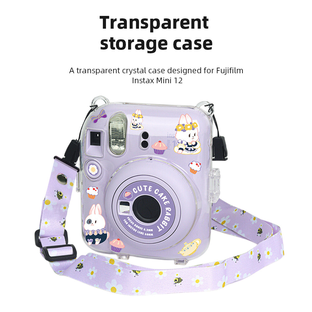 Transparent Mini 12 Protective Crystal Case Update with Photo Storage Camera Case DIY Sticker Shoulder Strap for Fujifilm Instax