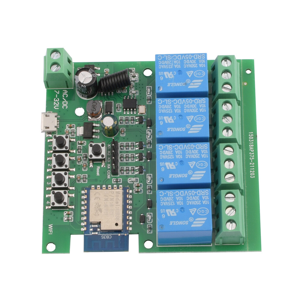 Diymore eWelink/Tuya APP 4 Channel Smart WiFi Relay Switch Module 433Mhz Wireless Remote Control Switch for smart home google