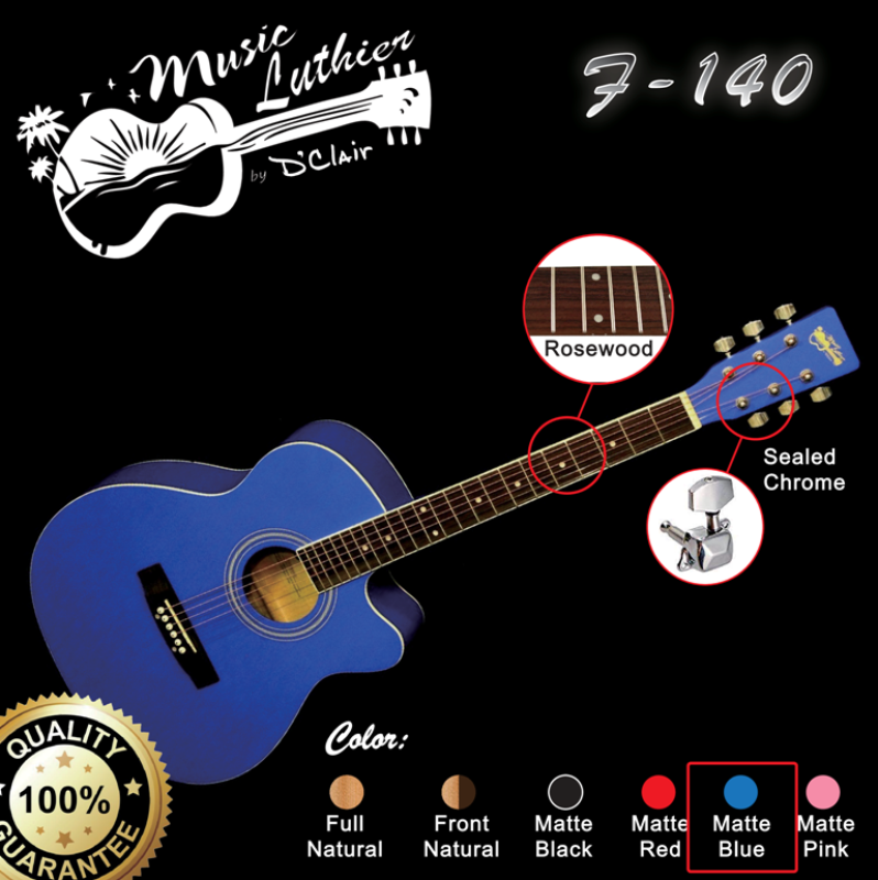 Music Luthier by DClair Standard 40 Inch Folk Guitar F-140 BL (BLUE) Malaysia Malaysia