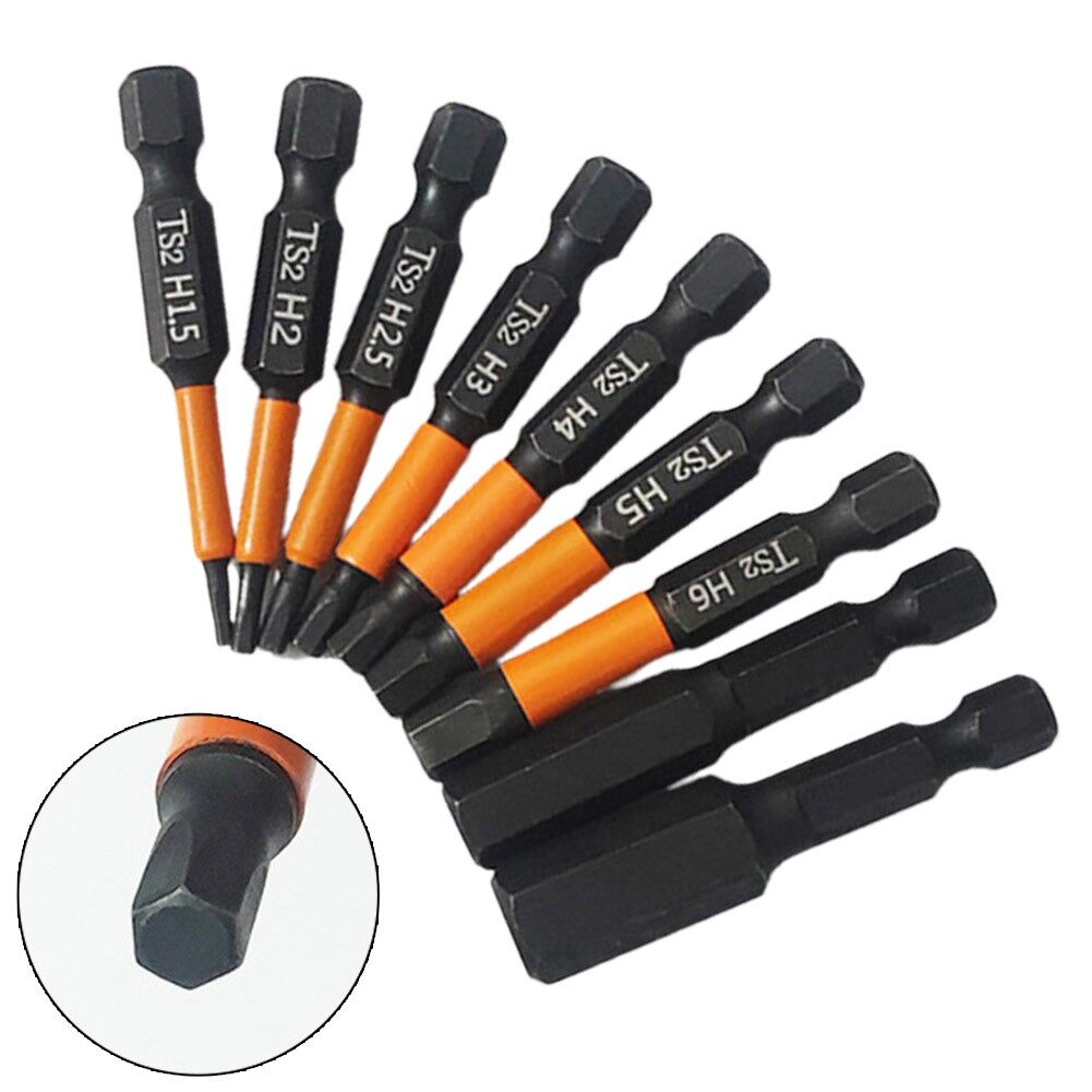 Toolstar 50mm Length Screwdriver Bits 9pcs Set Alloy Steel Black Hex Screwdriver Bit