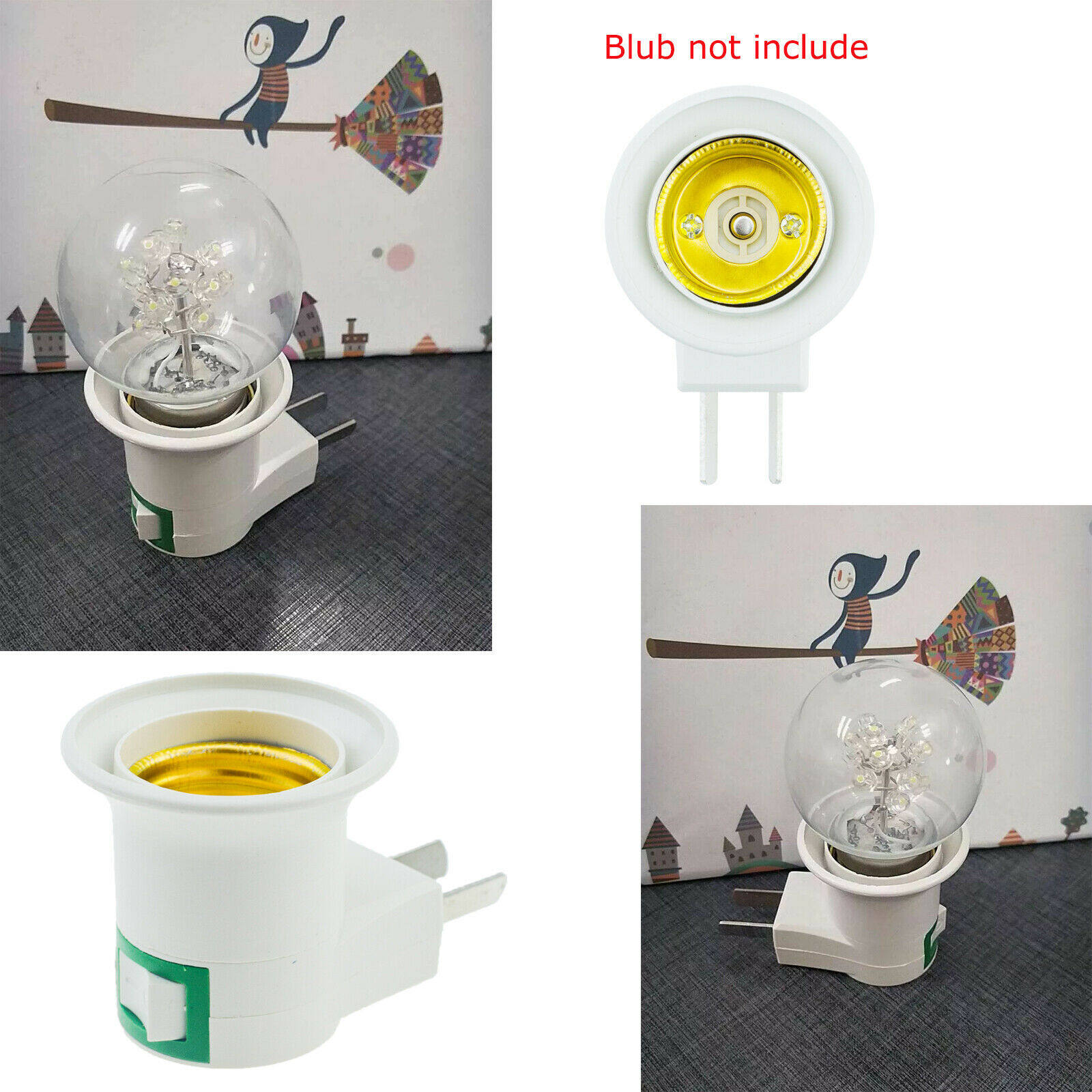 5X E27 Bóng Đèn Ổ Cắm Chủ Plug-In Adaptor Vít Cơ Sở Đèn Tường US EU Cắm