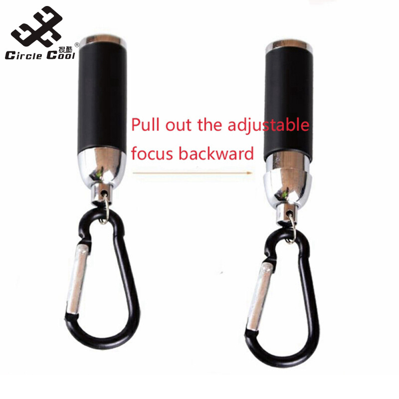 Led Zoom Mini Flashlight Telescopic Strong Light Torch With Keychain Pendant Creative Mountaineering Buckle Gift