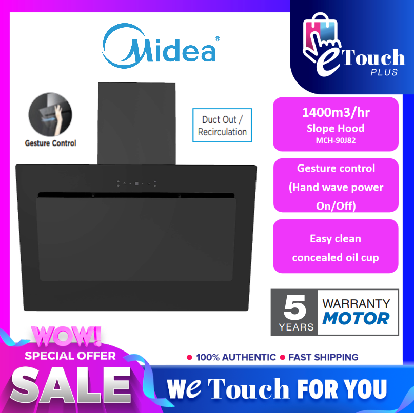 MIDEA 1400M3/HR ( MCH-90J82 ) SLOPE HOOD with Gesture Control (Hand ...