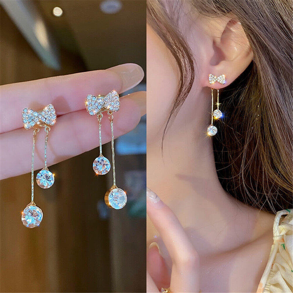 Sanhe Female Earrings A Two-strip Star Bowknot Tassel Fashion Sweet Style