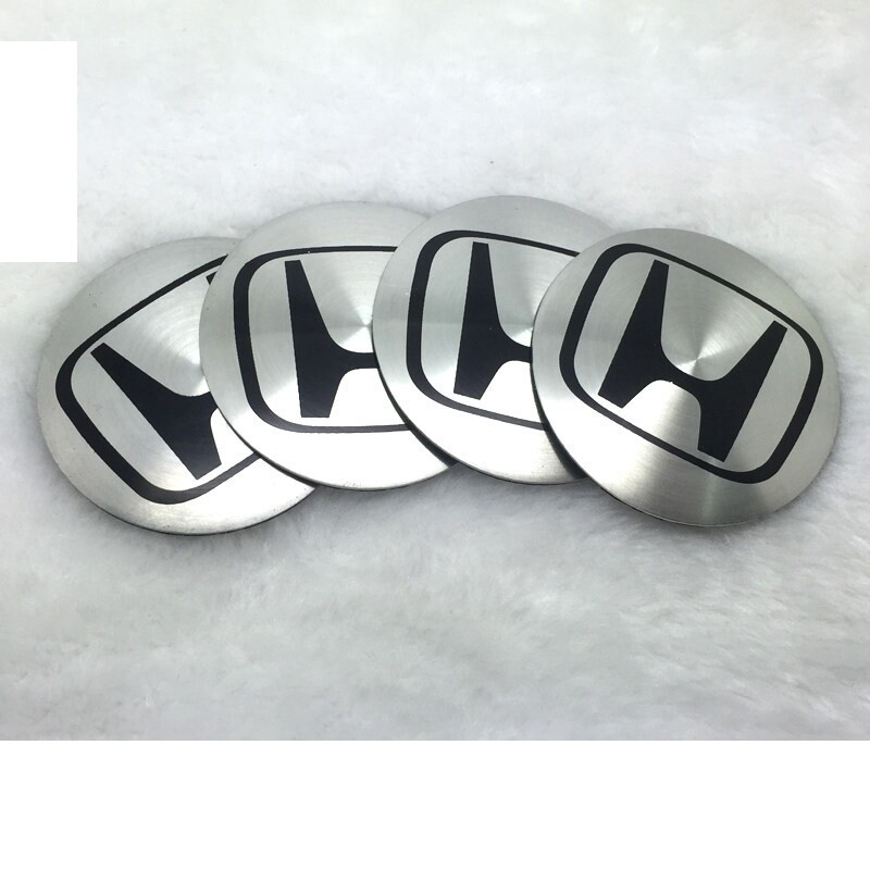4PCS Wheel hub center cap sticker 56.5mm for Honda Civic CRV Accord Fit XRV City Hubcap cover emblem Tire center logo Silver