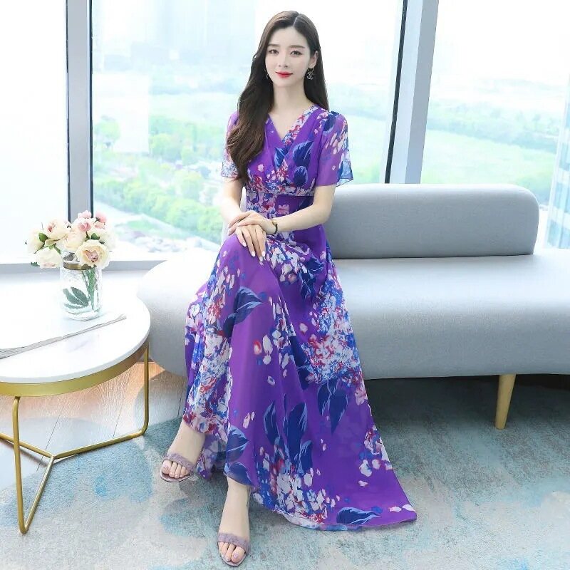 Váy tay ngắn Đầm Mùa Hè Nữ