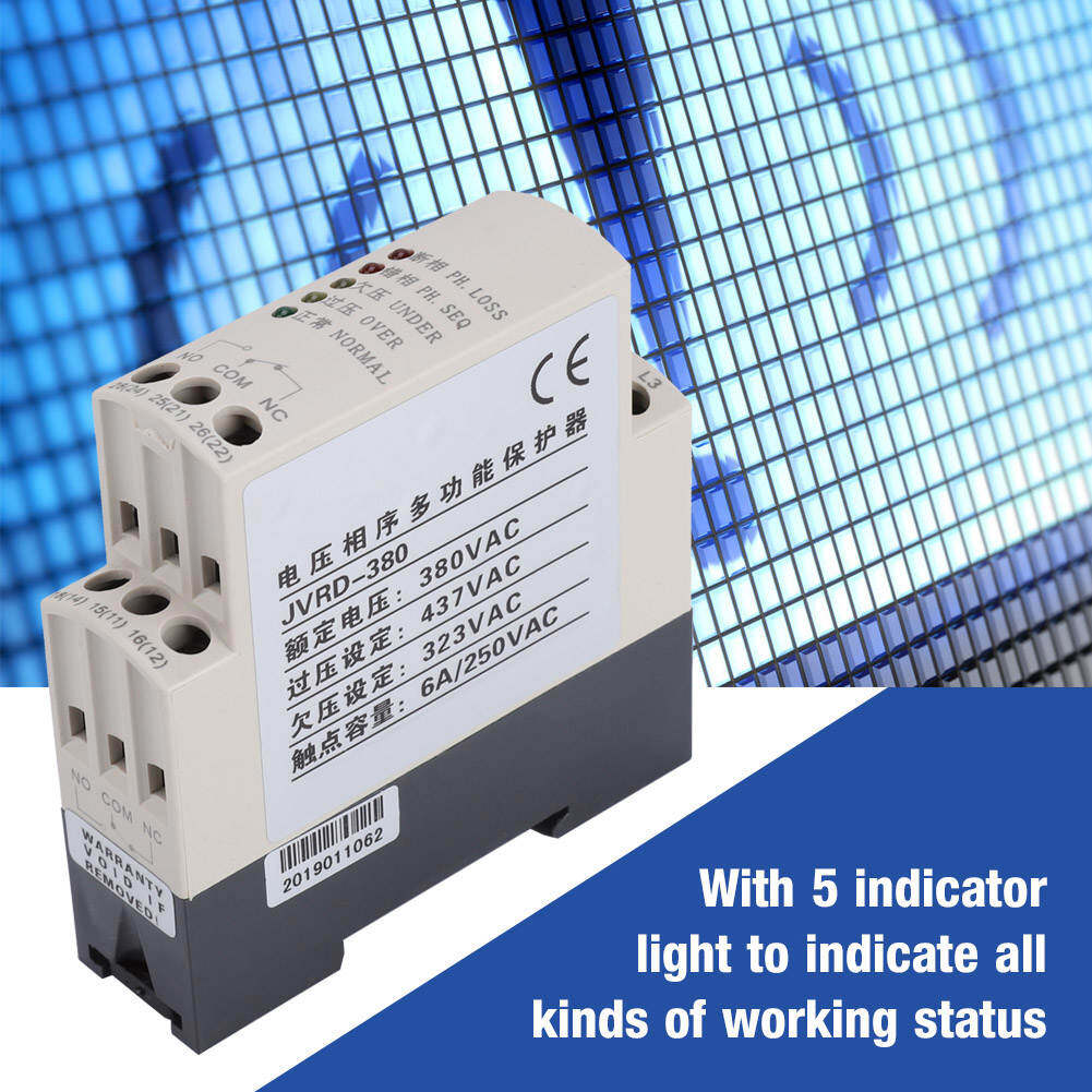 JVRD-380 Phase Sequence Relay Phase Sequence Protection Relay Monitoring Voltage Control Device 380VAC