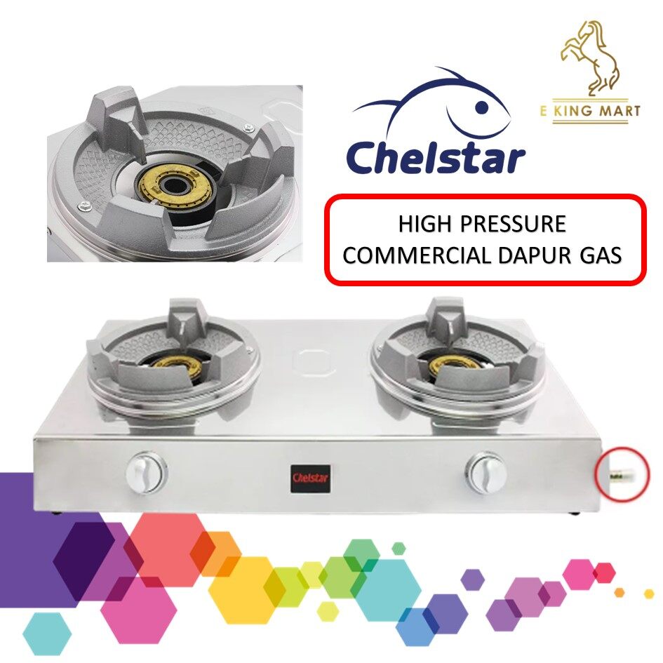 Chelstar High Pressure Commercial High Flame Double Burner Table Top