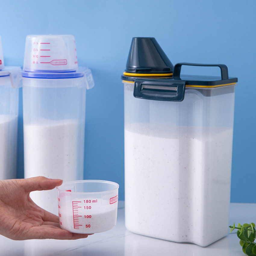 Hộp Đựng Chất Tẩy Rửa Đồ Giặt Gia Dụng Bằng Nhựa Hộp Đựng Đồ Kín Đóng Hộp Cầm Tay Có Nắp