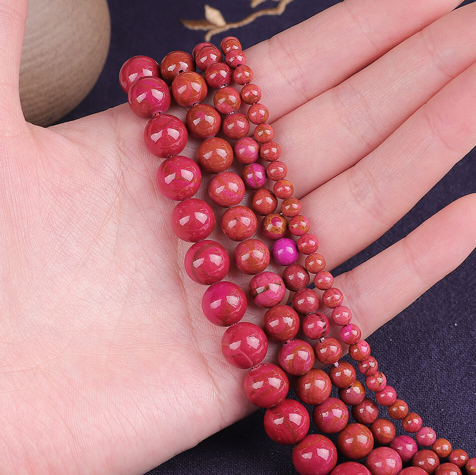 Natural Stone Round Beads 4/6/8/10/12MM Red Jasper Beads For Jewelry Making DIY Couple Bracelet Necklace