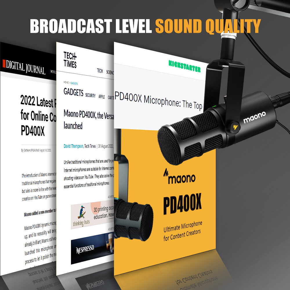Micro thu âm chuyên nghiệp Maono PD400X micro động được sử dụng cho podcast, streaming, ghi âm