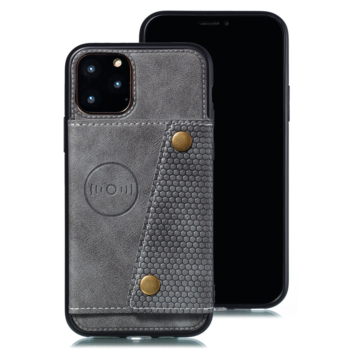 for iPhone 11 Pro Max Leather Case Multiple Folio Flip Cover Wallet Back Case Shell, can work with Car Mount, Hidden ID Credit Card Slot Holder, Retro Metal Button Clasp, Stand Support