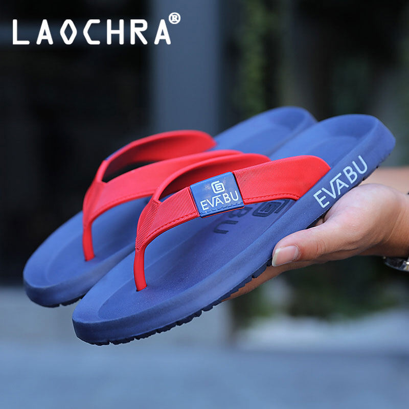 LAOCHRA Summer Shoes For Men Flip Flops Big Size 45 Men's Slippers Fashion Patchwork Outdoor Indoor Slippers Men Beach Slippers