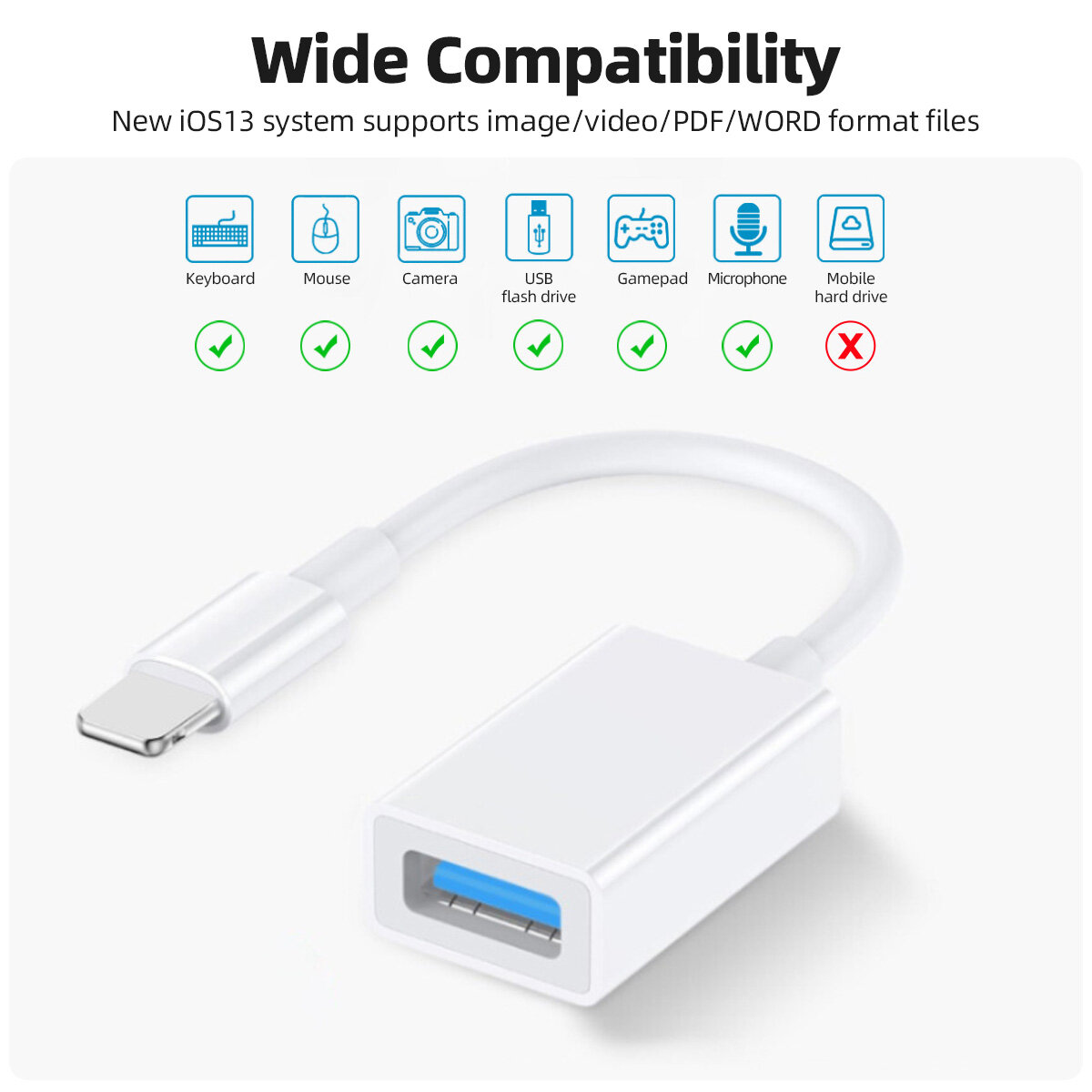 FONKEN Đầu Chuyển Đổi OTG Cho Cáp Dữ Liệu IOS Sang USB 3.0 Đầu Đọc Thẻ Camera Cho Đầu Chuyển Đổi Kết Nối Điện Thoại