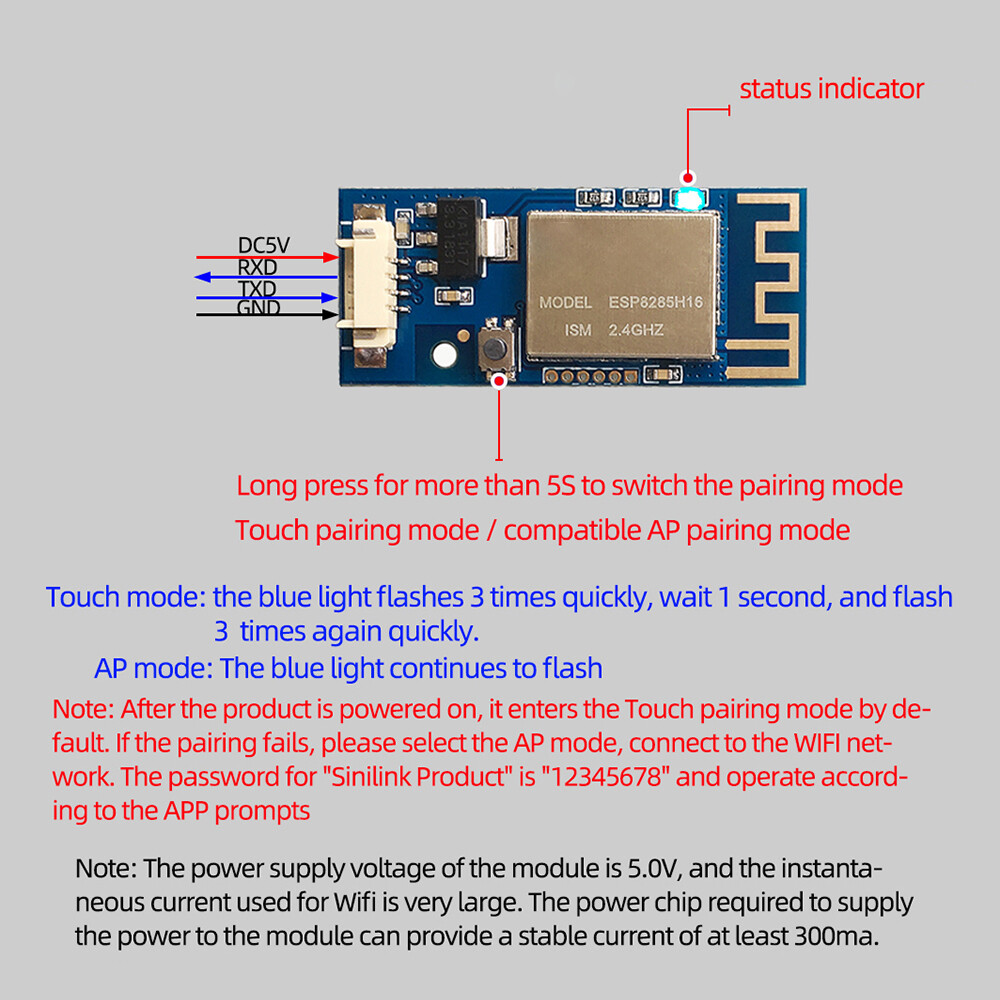 Shockley ESP8285 WiFi Module Wireless Transparent Transmission Module ESP8285 Serial Port WiFi Module for Smart Home