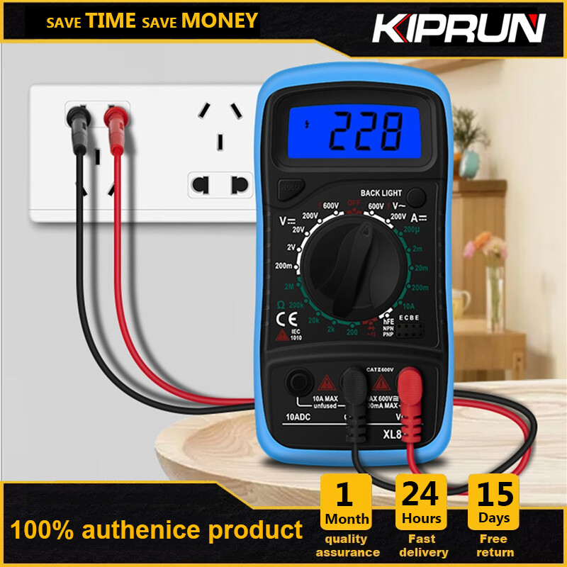 KIPRUN LCD Digital Multimeter DC AC Ammeter Voltmeter Tester LCD Displayed Measurement Instrument with 2pcsTest Leads, XL830L